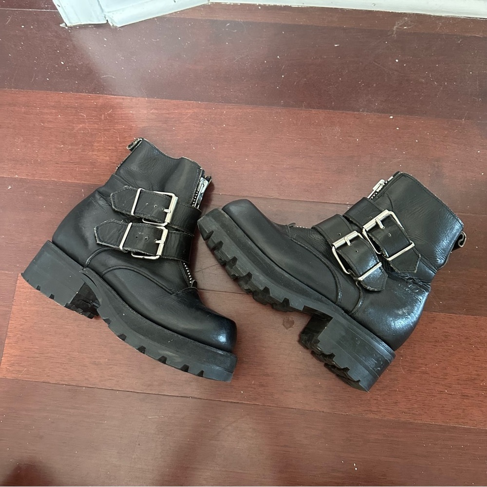 Vintage Space-Time Chunky Moto Biker Ankle Boots